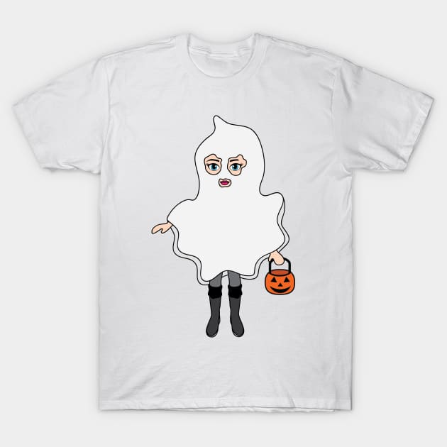 Ghost Halloween Trick or Treat Sticker 1 T-Shirt by PLLDesigns